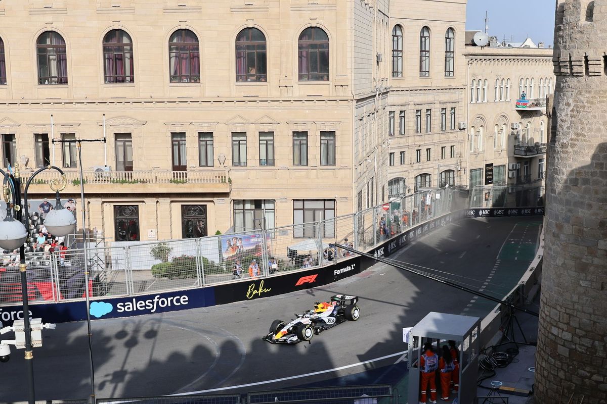 George Russell edges Max Verstappen by 0.1s in crash-filled Azerbaijan Grand Prix